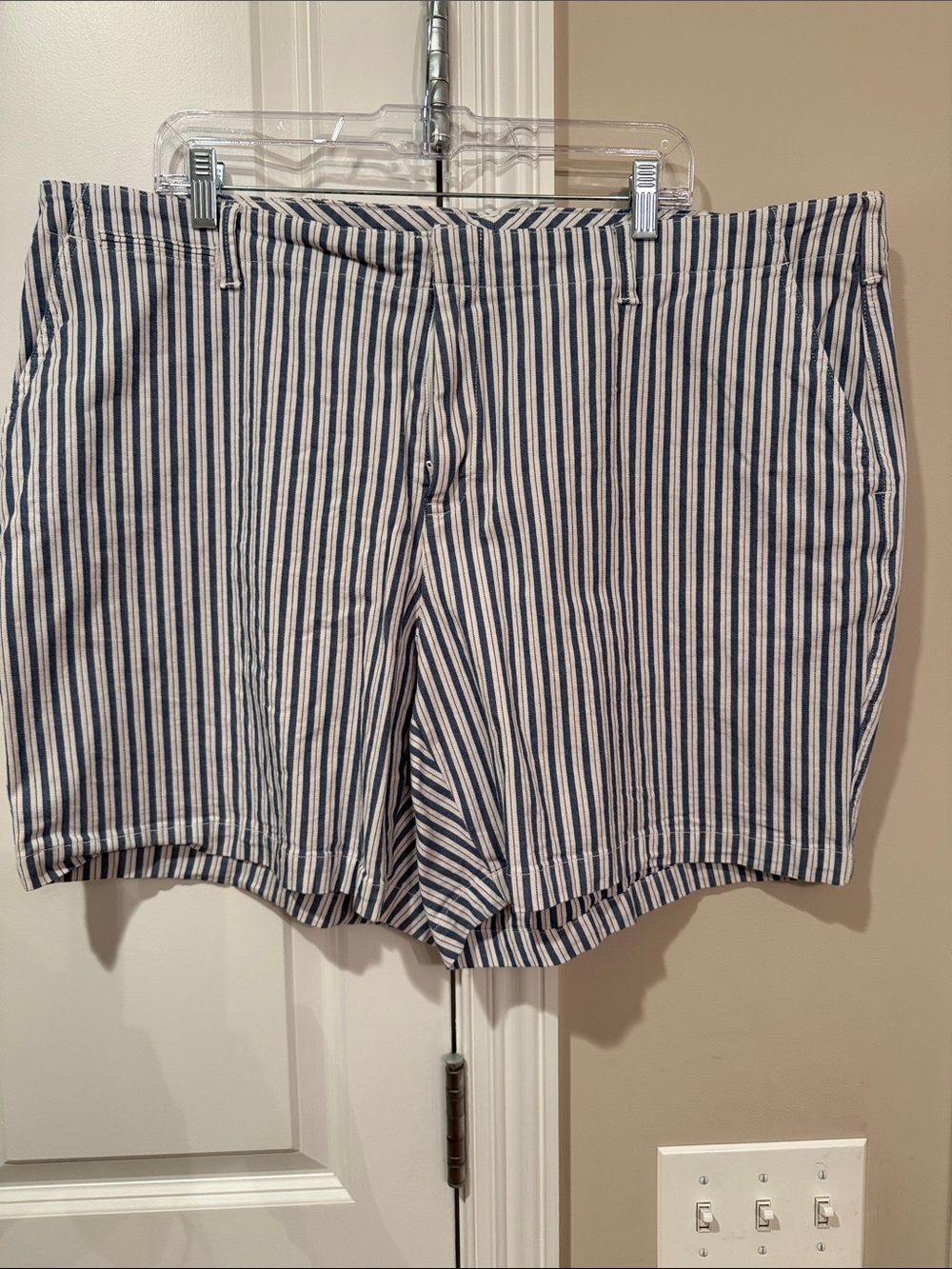Lands' End Blue and White Vertical Stripe Shorts